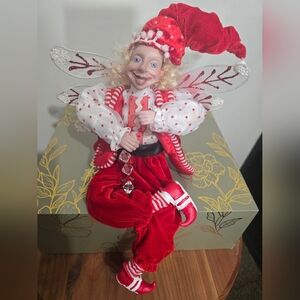 Festive Red and White Jester Doll